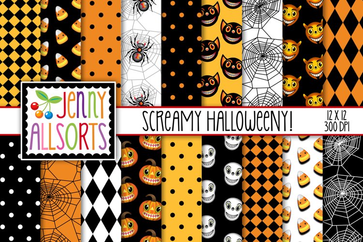 Screamy Halloweeny Digital Papers example image 1