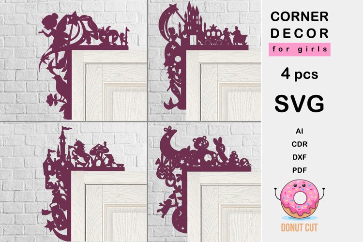 Door corner SVG Girl. Laser cut files for Glowforge example image 1