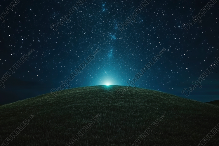 Night Over a Grassy Field Background Wallpaper
