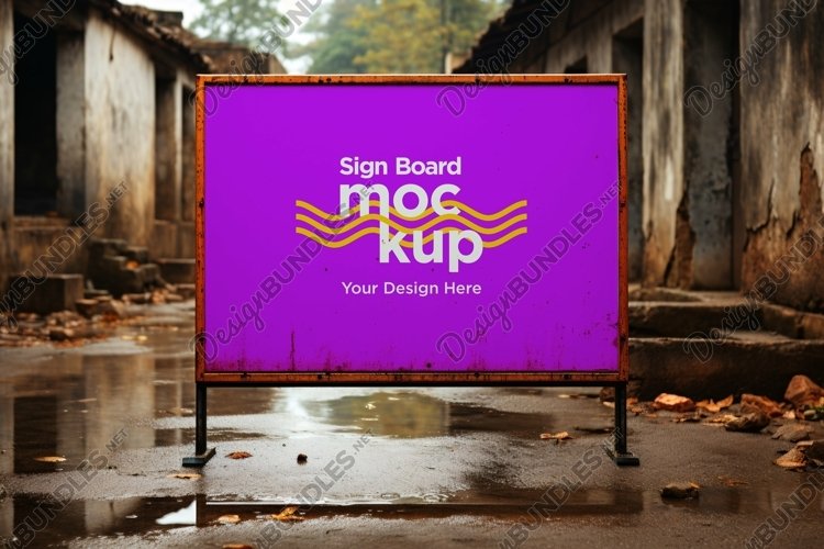 Roadside Billboard Sign Mockup Outdoor Signage Template example image 1