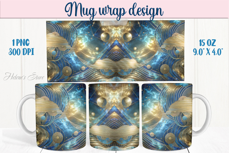 Abstract cosmic sky mug wrap 15 oz sublimation designs png