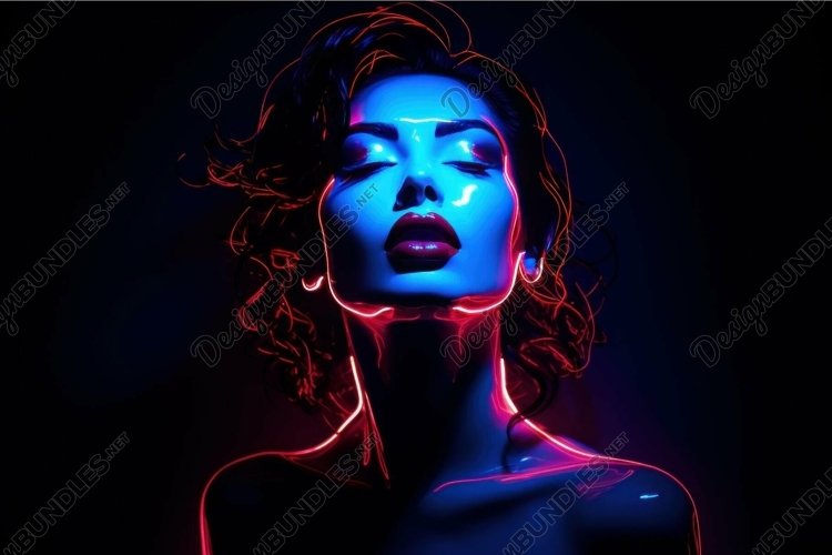 Futuristic neon portrait of a woman