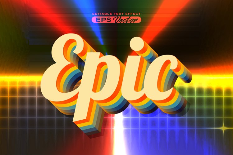 Retro editable text effect style epic futuristic 80s vibrant