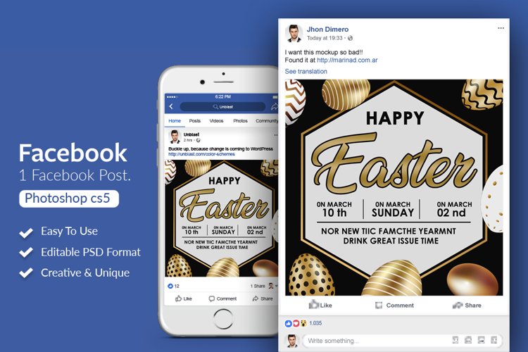 Easter Party Facebook Post Banner example image 1