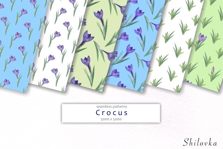 Crocus. Watercolor seamless pattern example image 1