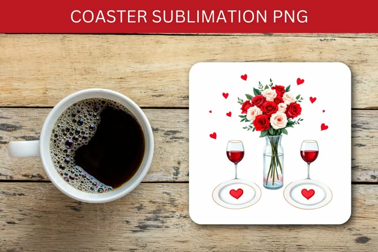 valentine square coaster - romantic dinner