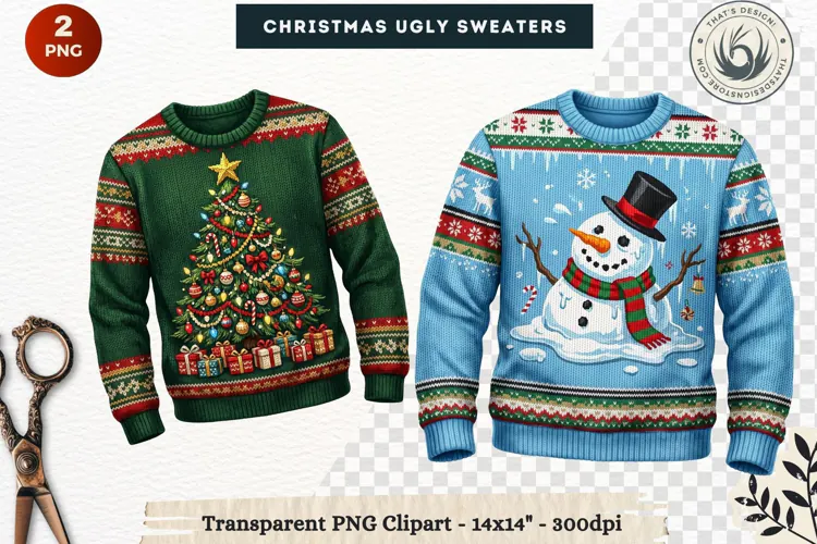Christmas Ugly Sweaters Clipart Holiday Winter Sweater PNG