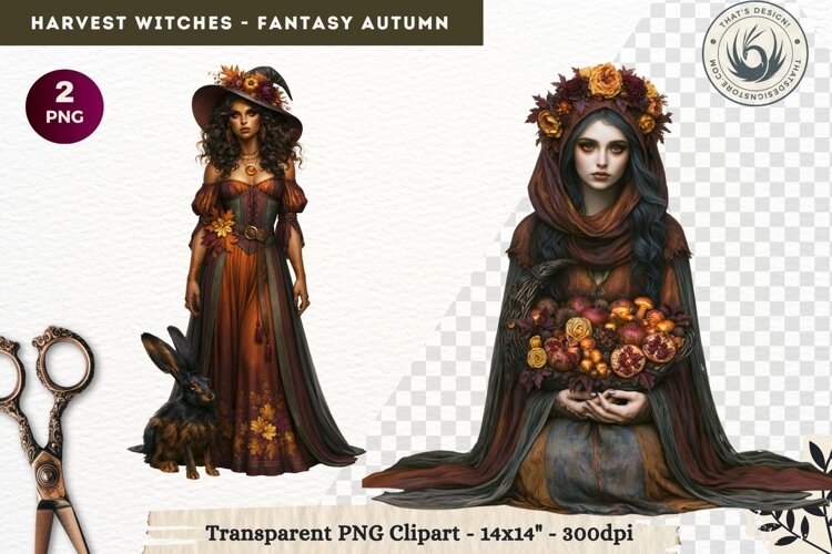 Harvest Witch Clipart Autumn Cottagecore Apothecary PNG RPG example image 1