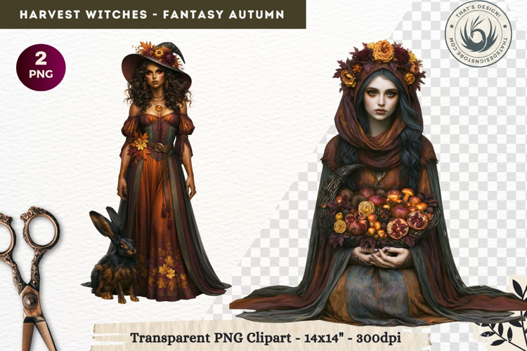 Harvest Witch Clipart Autumn Cottagecore Apothecary PNG RPG