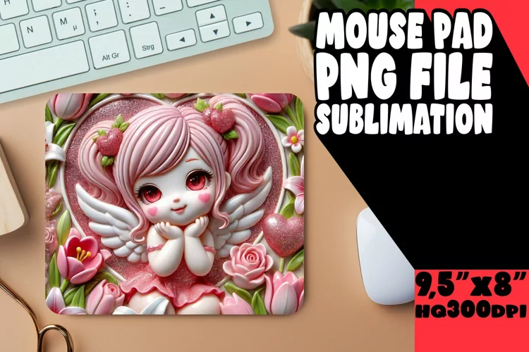 BRIGHT MOUSE PAD SUBLIMATION ART, 3D Cupid