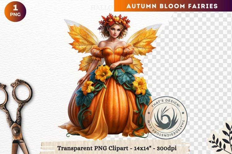Autumn Bloom Floral Fairy Clipart, Mythical Fantasy PNG