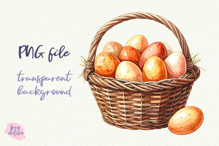 Farm Egg Basket PNG Sublimation Fall Baking Clipart