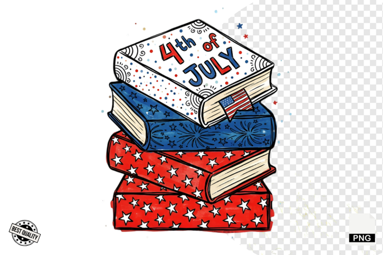 4th of July Books Reading Clipart example image 1
