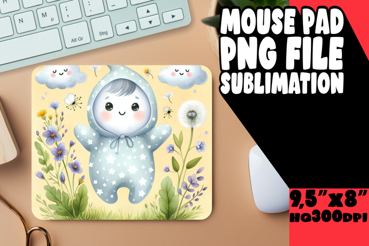 Joyful Desk Pad Sublimation PNG, Cute Ghost