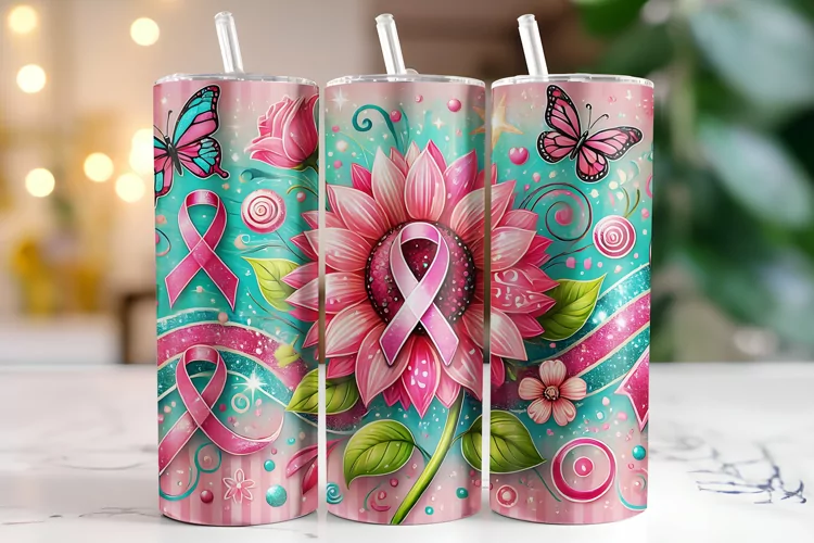 Cancer Awareness Ribbon Tumbler Wrap | Sublimation | Tumbler