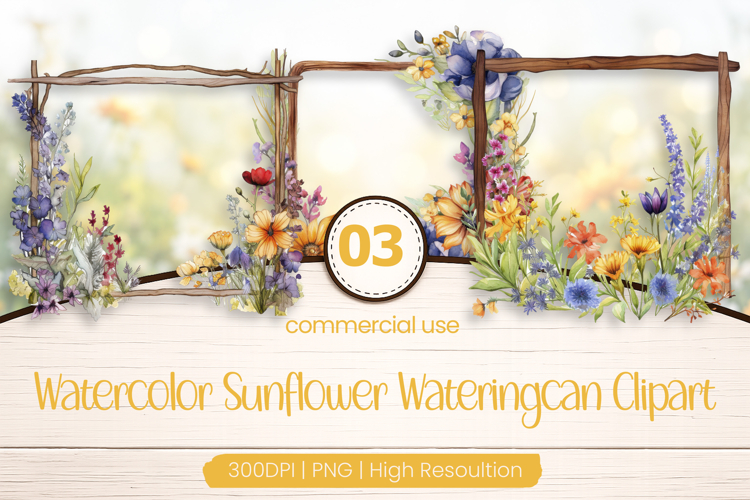Sunflower Watering Can Clipart PNG