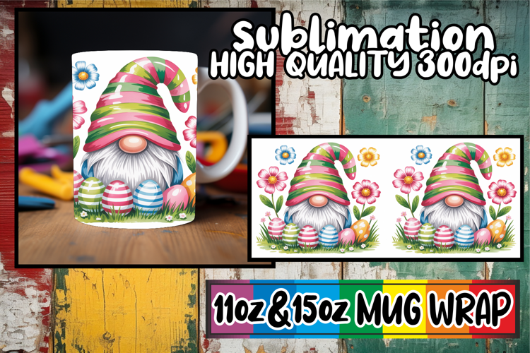 Joyful evenings 11oz 15oz sublimation wrap, Easter Gnomes
