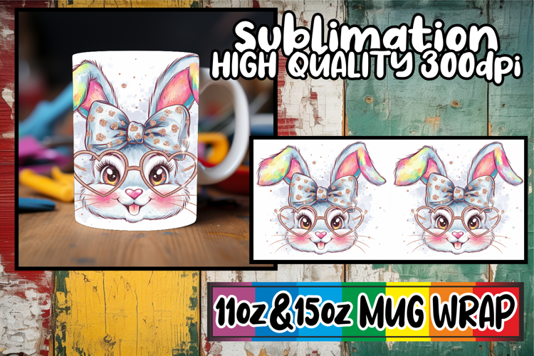 Serene sunsets 11oz 15oz sublimation wrap, Easter Bunny