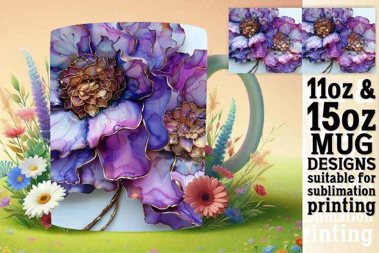 Radiant 3D Blossom Fantasy Mug Wrap: Sublimation