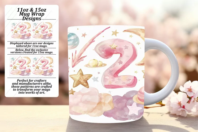 Cosmic Serenity: Sublimation Mug Wrap Art 11oz/15oz