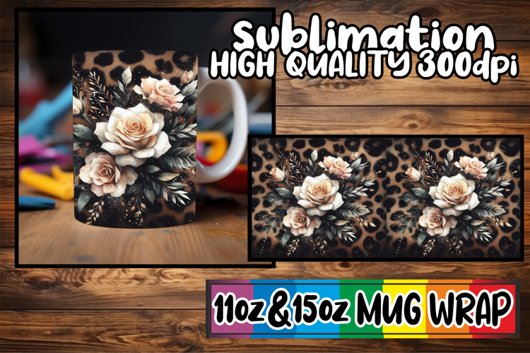 Happy hearts 11oz 15oz sublimation wrap, Leopard Prints