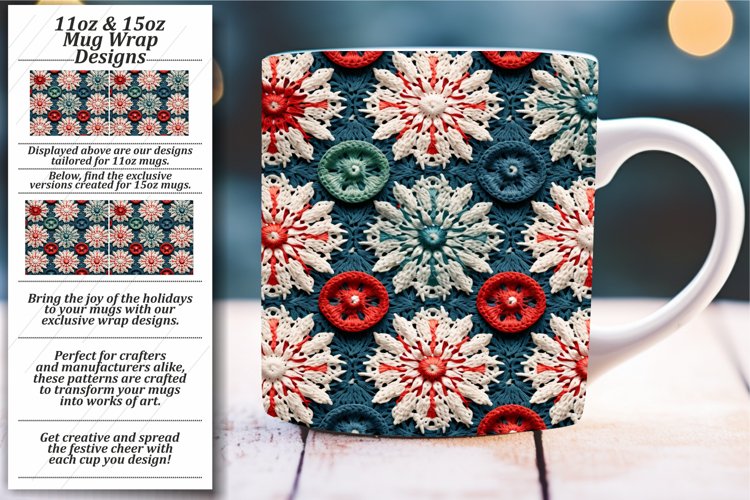 Crochet Christmas Elegance Mug Wrap Sublimation