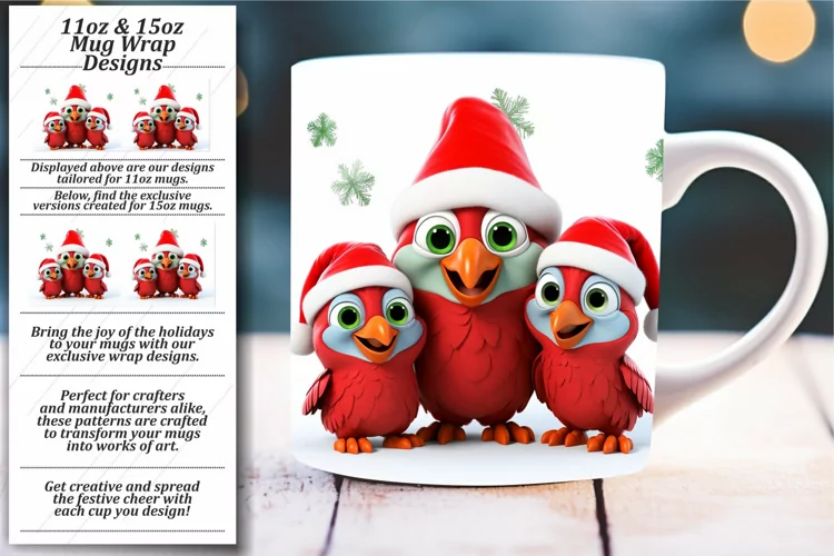 Cheerful Holiday Creations: Vibrant Xmas Mug Wrap