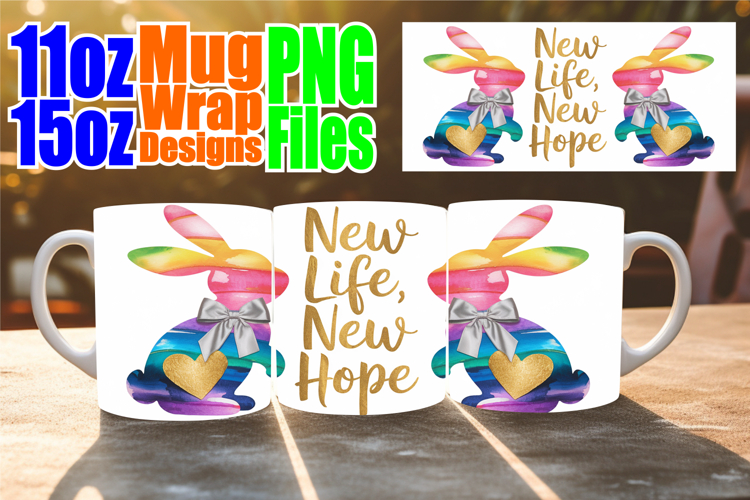 Enchanted days 11oz 15oz sublimation wrap, Easter Bunny