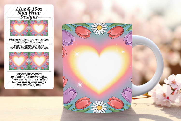 FRESH 15oz Mug Wrap PNG Design , Flowers