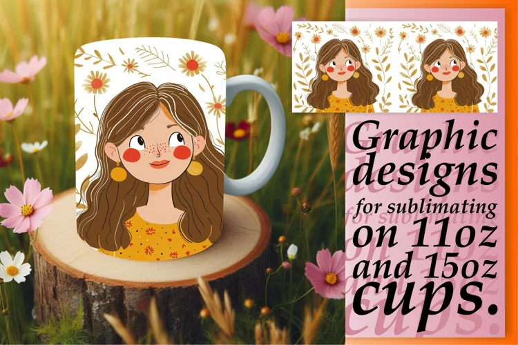 Beautiful Flower Portrait Mug Wrap 11oz/15oz