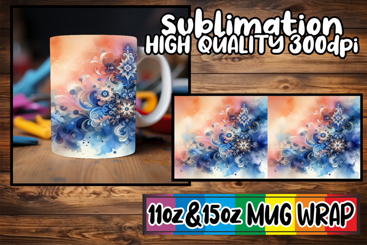 Bright journeys sublimation mug wrap, Watercolor Pattern