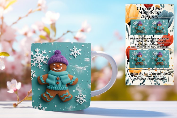 Holiday 3D Gingerbread Man Wrap | 11oz/15oz Mug