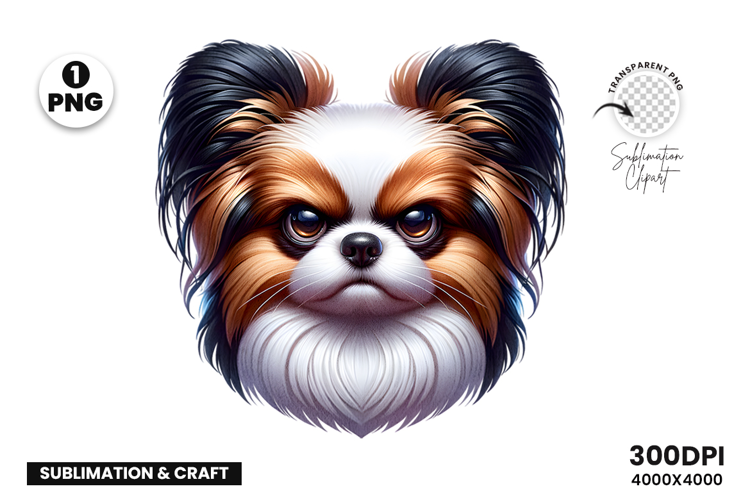 Papillon Dog Face Happy Clipart Sublimation PNG