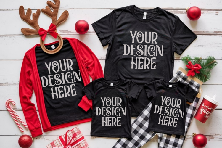 Christmas Family Matching Group Flat Lay Mockup