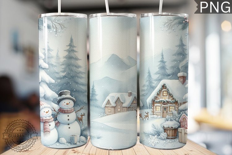 Christmas Watercolor Tumbler Wrap - Christmas PNG Design