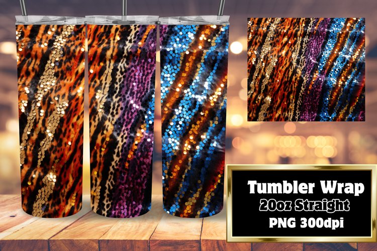 3D Sublimation Tumbler Glitter Cheetah 20oz
