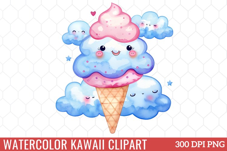 Watercolor Kawaii Clipart