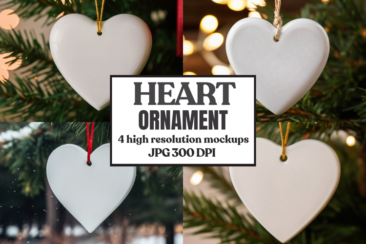 Holiday Love Heart Ornament Mockups | Romantic Christmas Tre