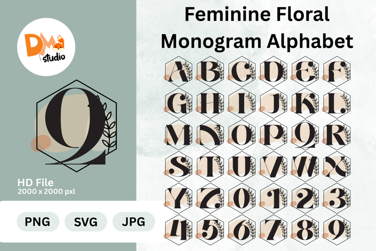 Feminine Floral Monogram Alphabet
