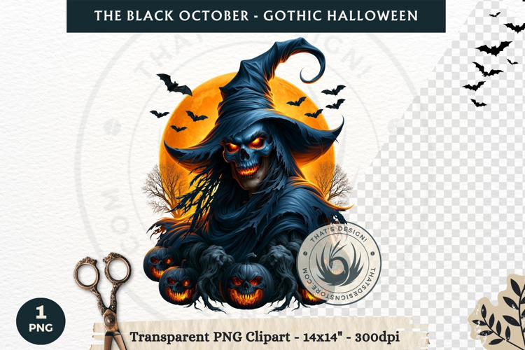 The Black October Gothic Halloween Clipart, Horror character
