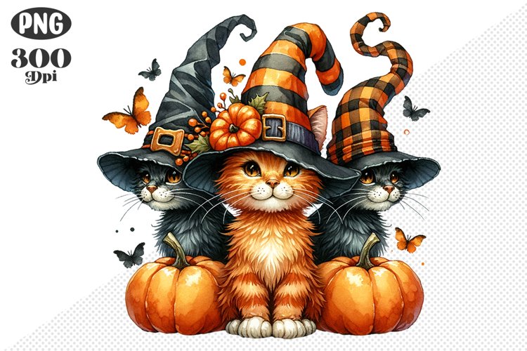 Halloween Cat And Pumpkin Sublimation - Clipart PNG Design