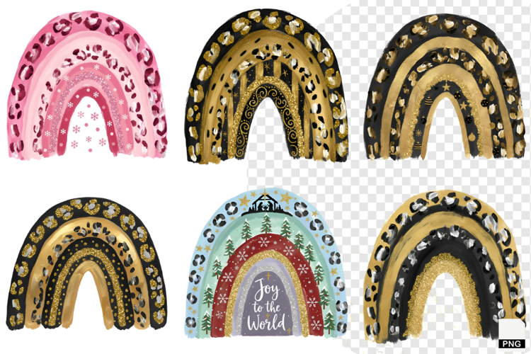 Christmas Rainbow Brushstrokes Clipart