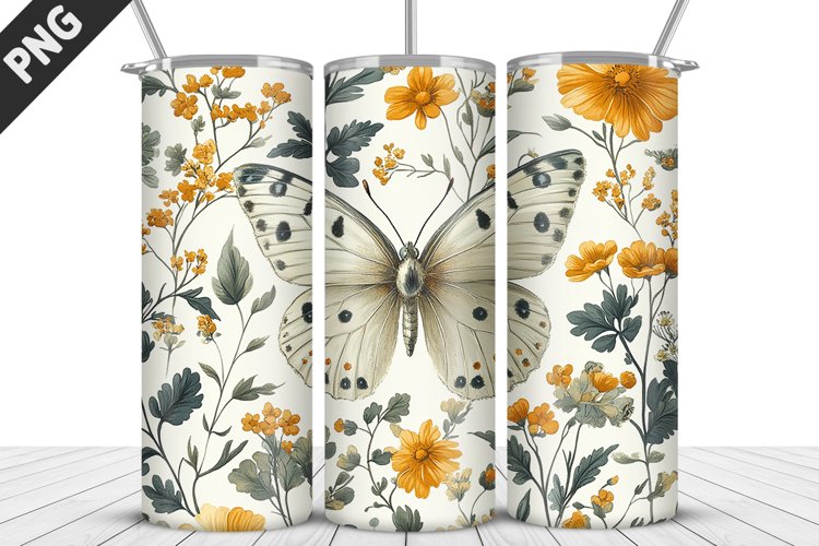 Butterfly 20 oz Tumbler Design|Butterfly Flower Tumbler Wrap