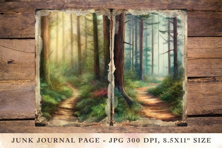 Printable Junk Journal Pages misty forest 10