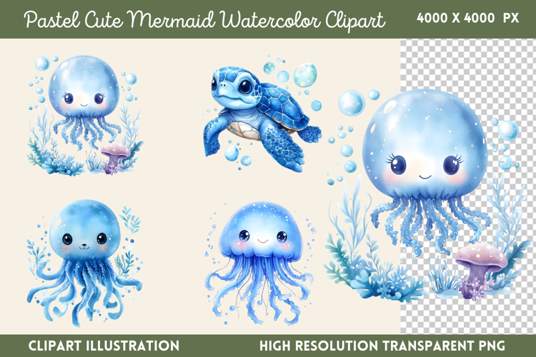Cute Mermaid Clipart Image 13