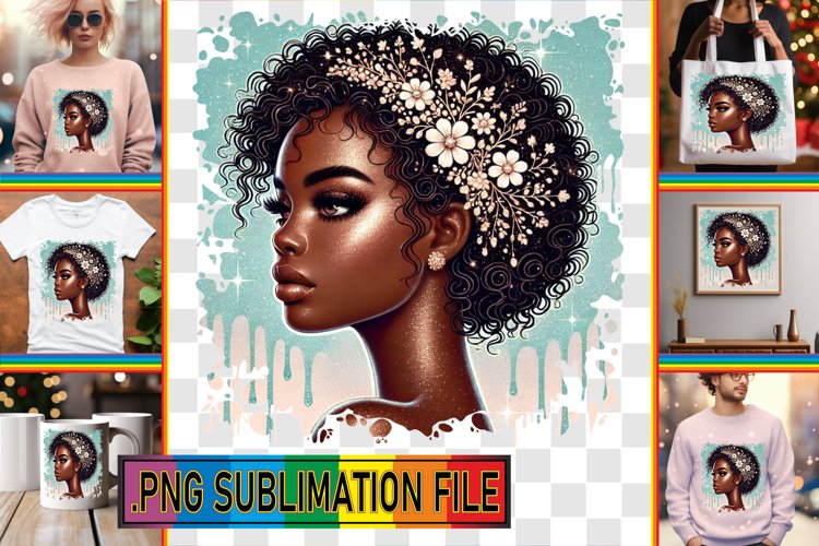 Cheerful PNG TSHIRT Art, Afro Girl