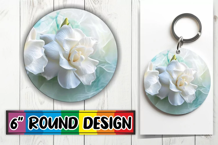 Petal Paradise Circle: Sublimated Spring Design Keychain