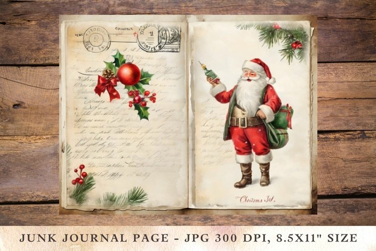 Printable Junk Journal Pages christmas santa claus 1 example image 1