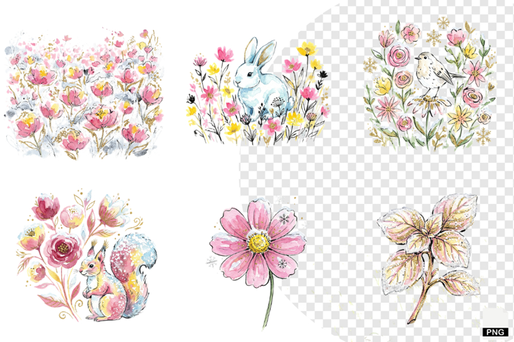 Snowy Flowers Garden Clipart