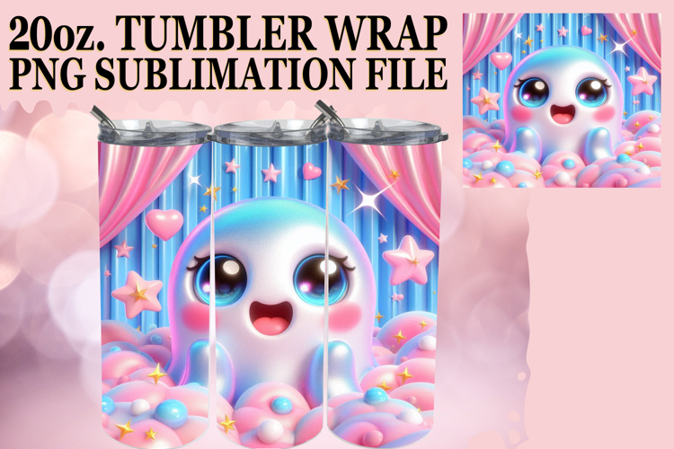 Luminous Days 20oz tumbler wrap, 3D Cute Ghost